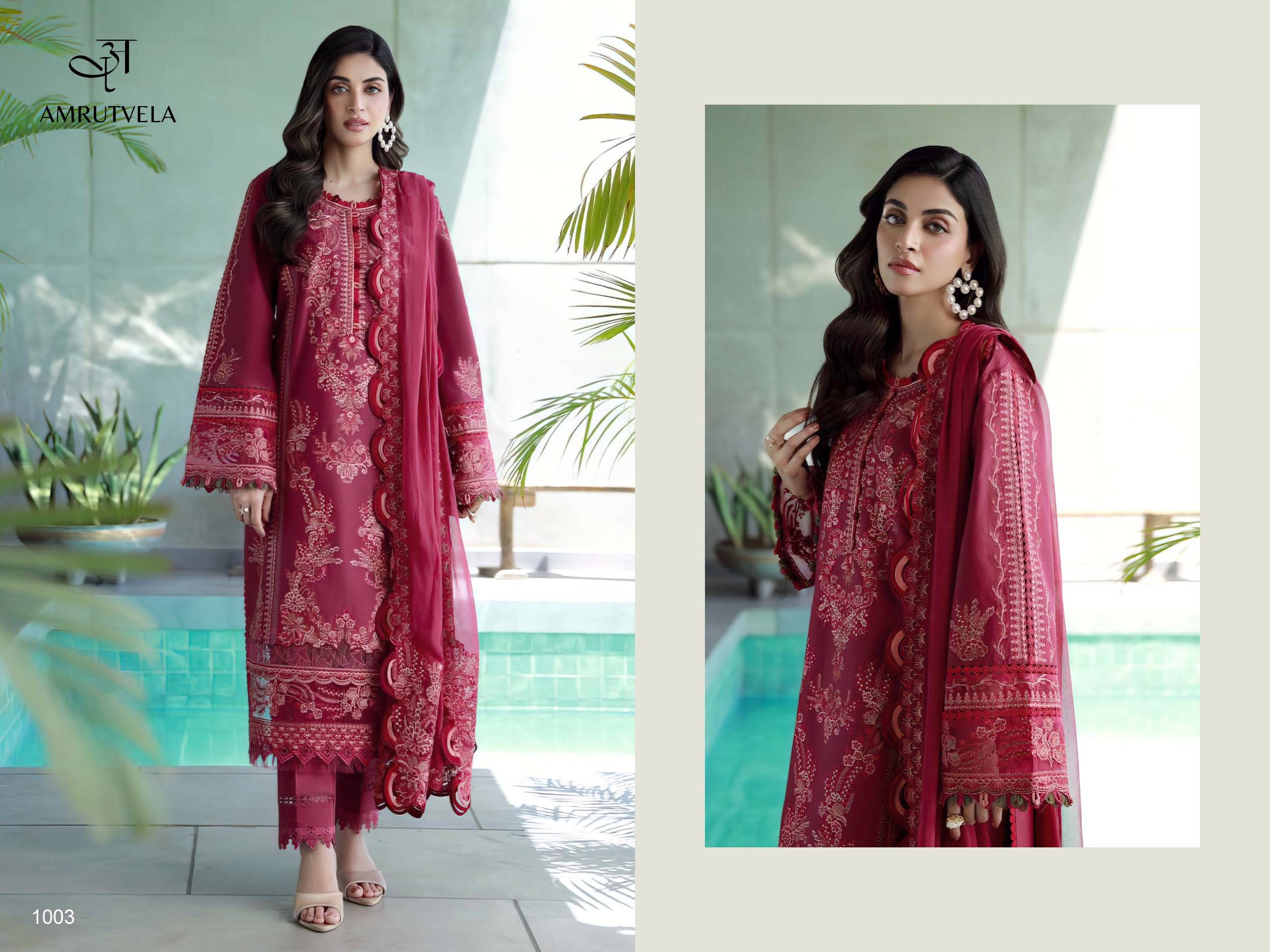  Ombre classic heavy embroidery duppta collection BY AMRUTVELA TEXTILE 1001 TO 1004 SERIES Pakistani Stylish Embroidered pure cotton Dresses At Wholesale Price